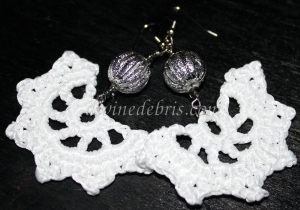 crochet, earrings, crochet earrings, crochet jewelry, jewelry, white, beads, ribbon, homemade, handcrafted, crafts, handmade